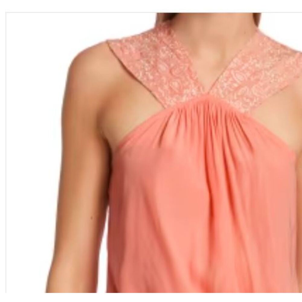 Ramy Brook Darby Embriodered Tank Top Coral Peach NWT 295 Sz S - Picture 7 of 13